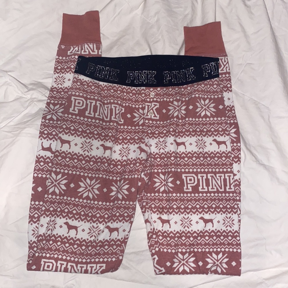 Victoria’s secret pink sleep pants with logo dog all over XS EUC